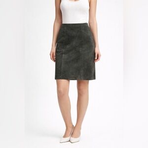Vintage Women Global Identity Suede Leather Straight Pencil Skirt Green